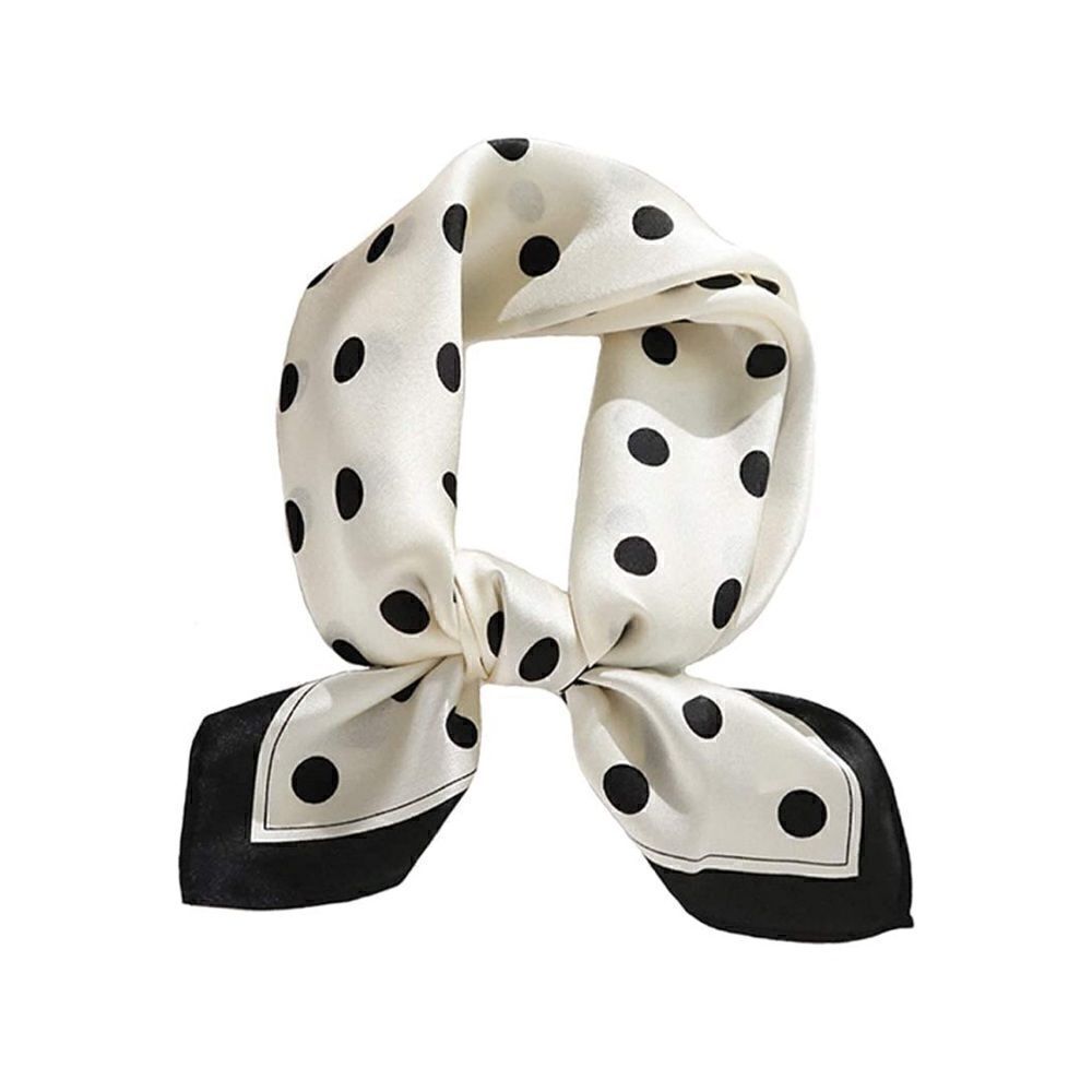 White Polka Dot Mulberry Silk Neck Scarf